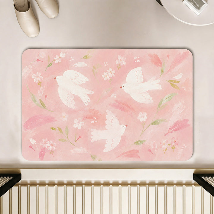 Artistic Floral Motif Bath Mat