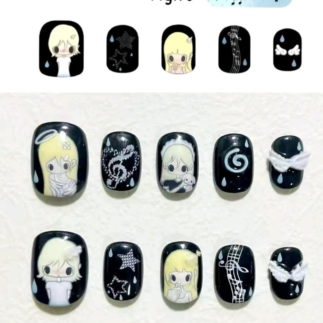 Playful Character-Themed Press-On Nail Art Set Kalsten