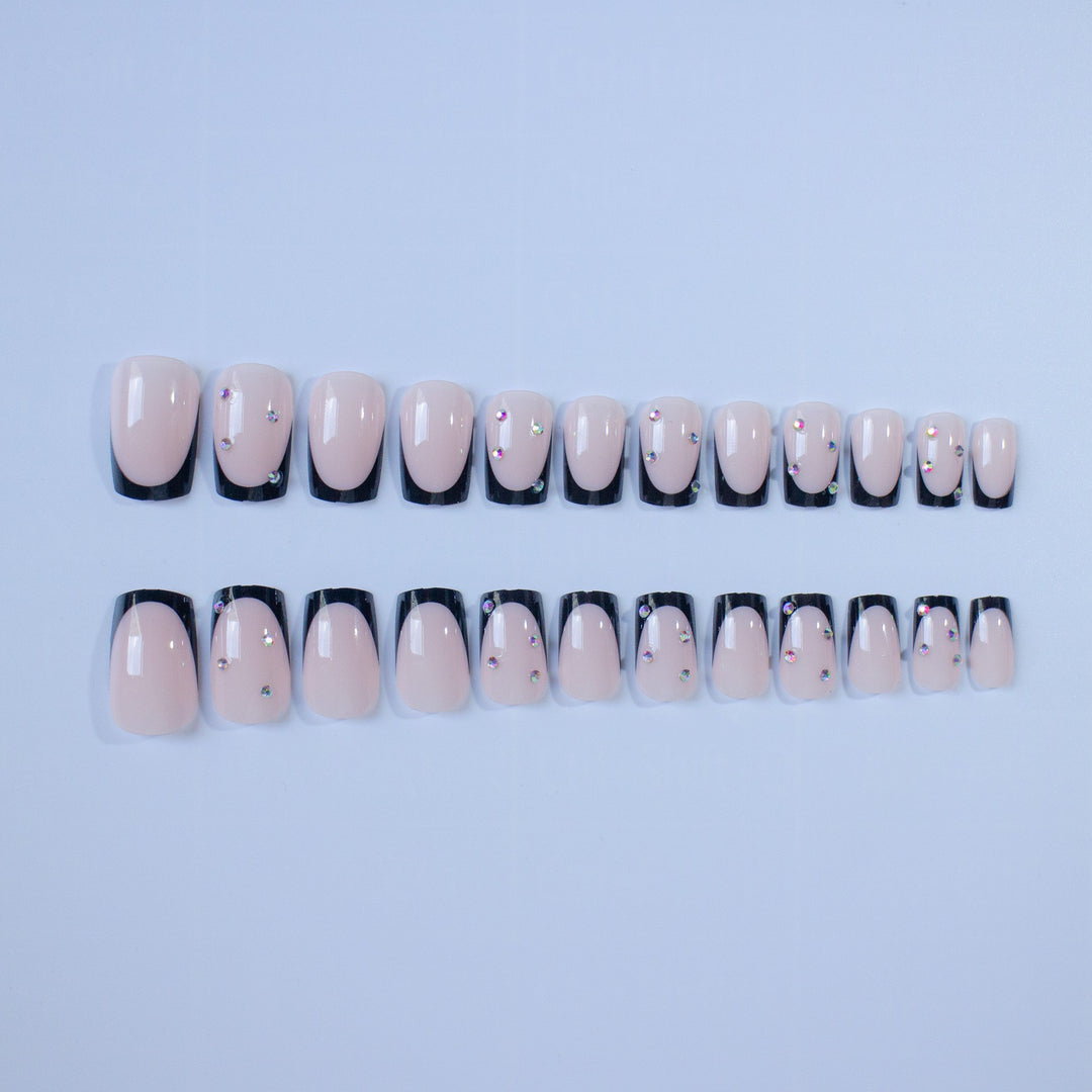 Elegant Nail Art Design Set with Rhinestone Accents
