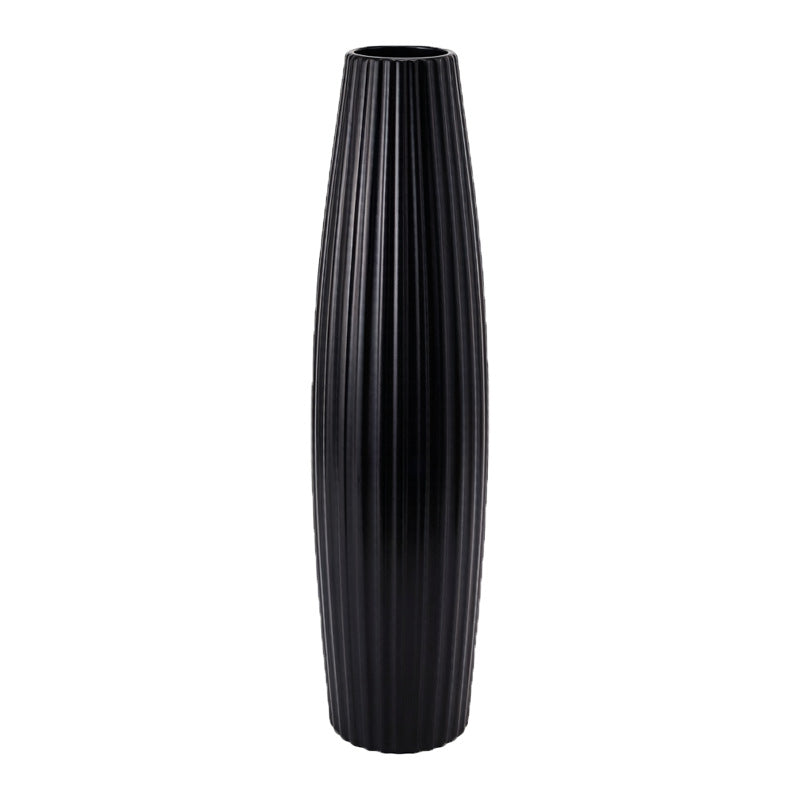 Elegant Ribbed Ceramic Floor Vase Kalsten