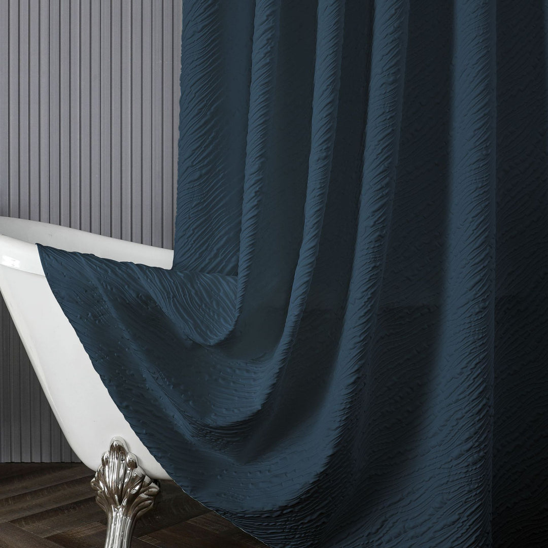 Textured Leaf Motif Shower Curtain Kalsten