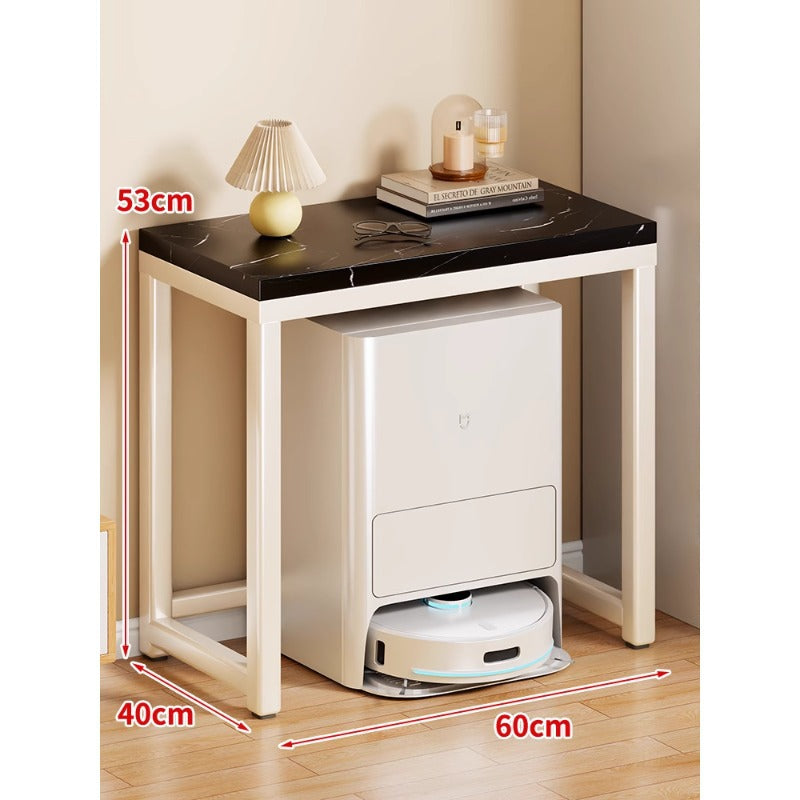 Marble Top Gold Metal Console Stand for Robot Vacuum Dock and Entryway Organizer