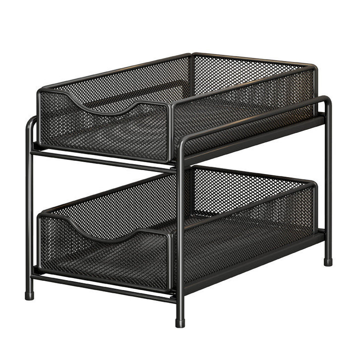 Three-Tier Sliding Mesh Drawer Cabinet Organizer for Kitchen and Bathroom