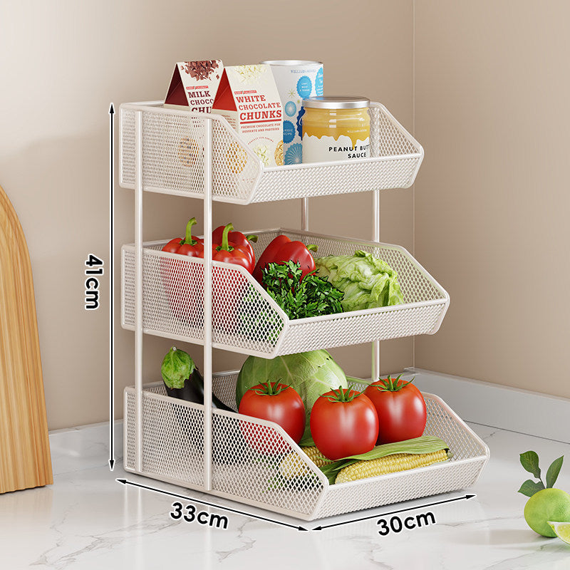 Triple-Tier Metal Mesh Countertop Produce and Pantry Organizer