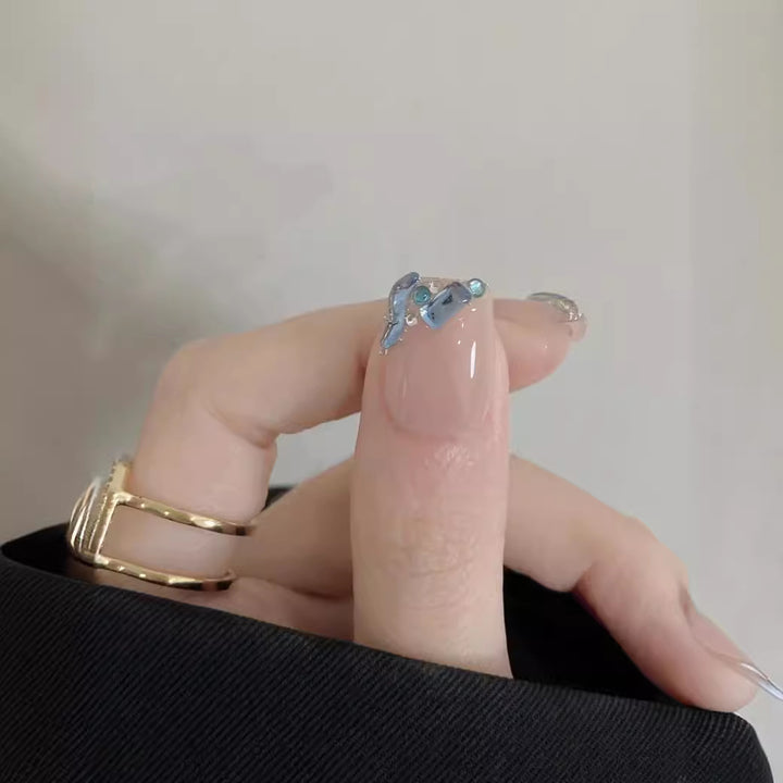 Elegant 3D Crystal-Embellished Press-On Nails