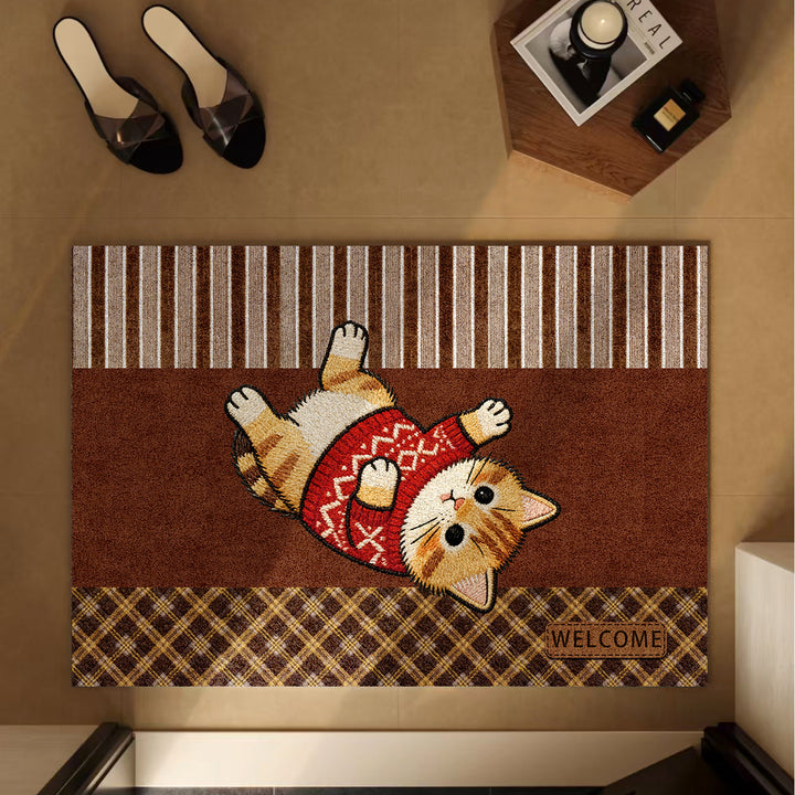 Whimsical Cat-Themed Entry Mat