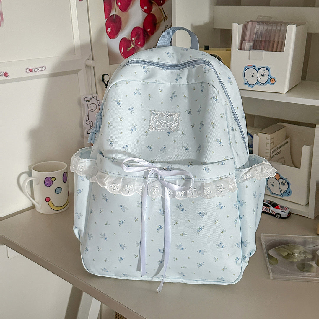 Whimsical Floral Embellished School Backpack Kalsten