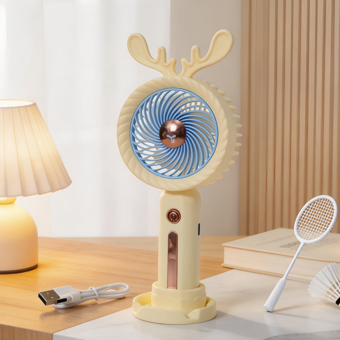 Women Portable Handheld Fan with Creative Antler Design Kalsten