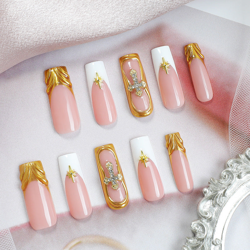 Creative Nail Art Set with Sparkling Gold Accents Kalsten