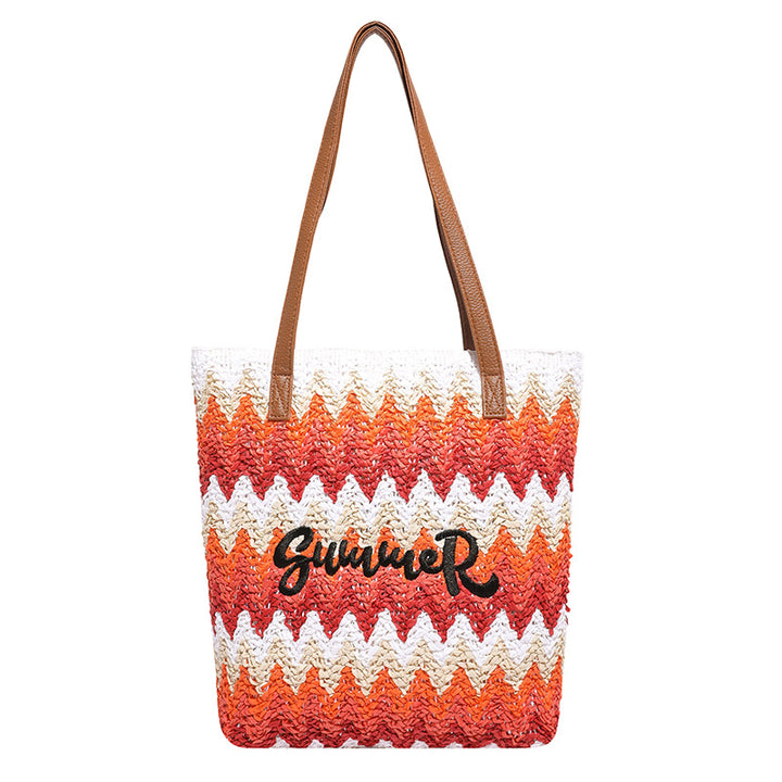 Boho Woven Straw Tote Bag