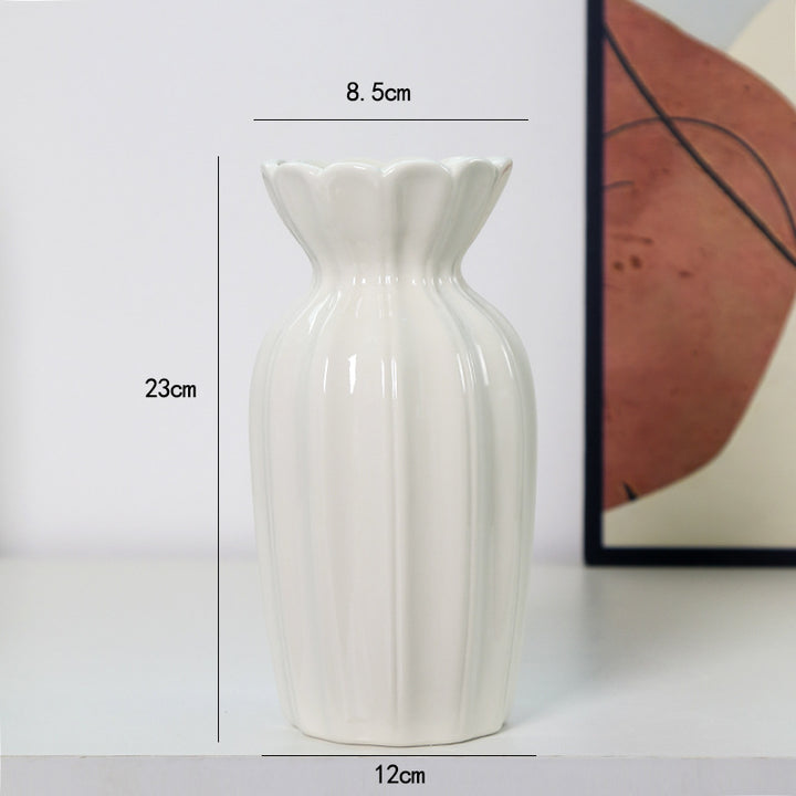 Fluted Ceramic Decorative Flower Vase Kalsten