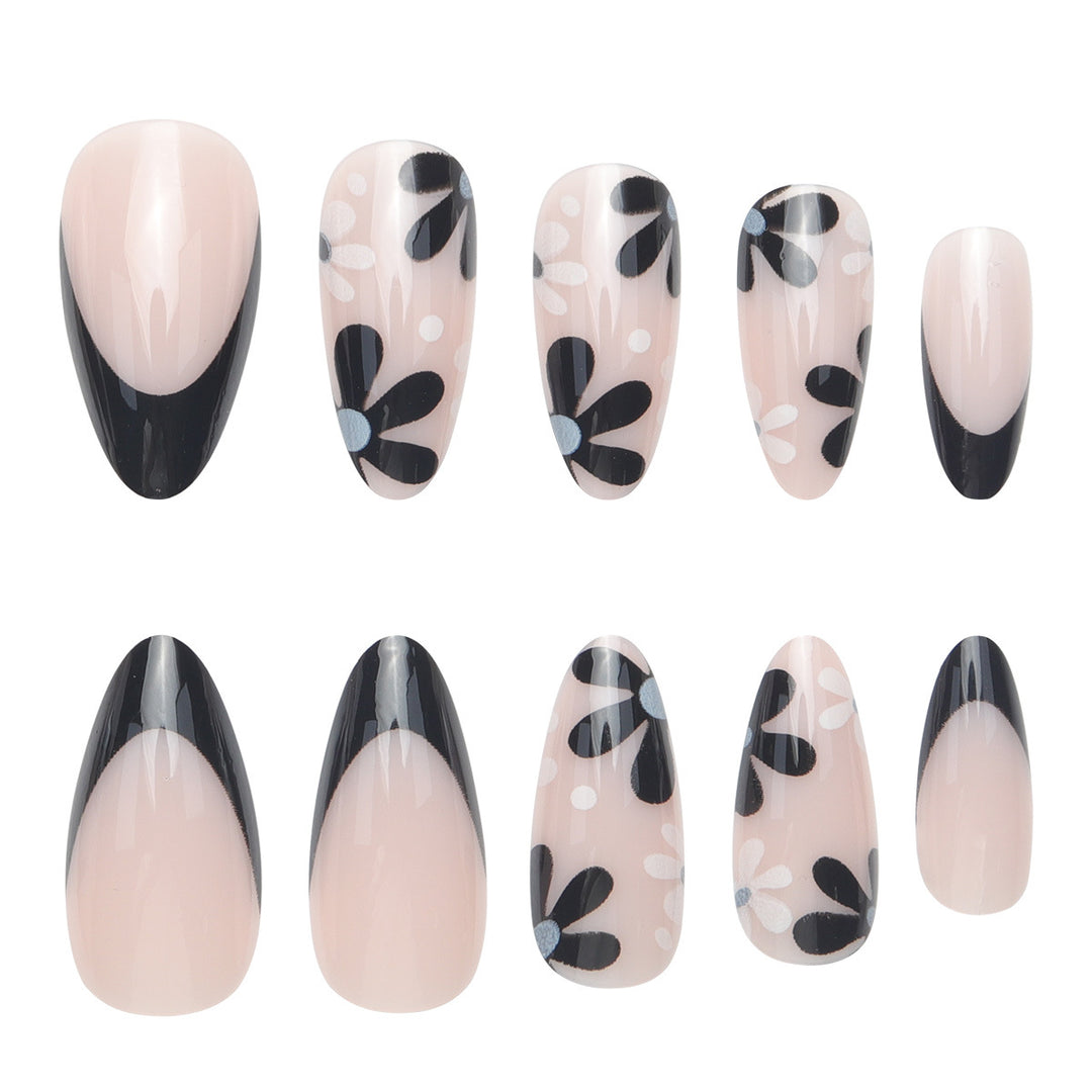 Artistic Acrylic Stiletto Nail Set with Floral Accents Kalsten