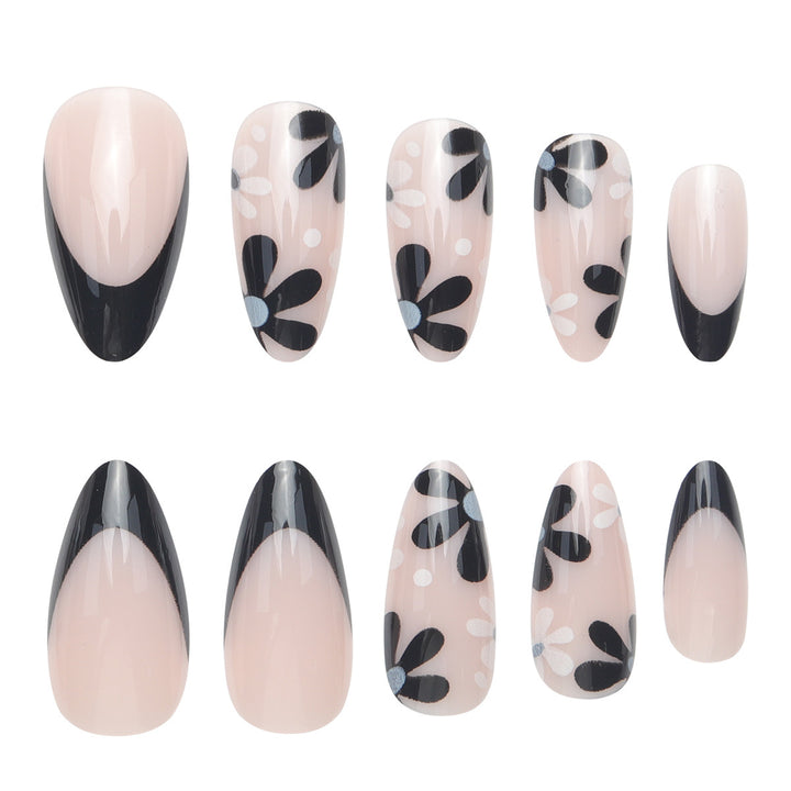 Artistic Acrylic Stiletto Nail Set with Floral Accents Kalsten