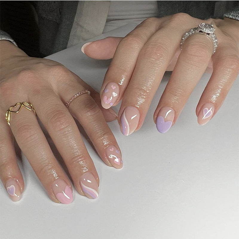 Artistic Heart-Detail Press-On Nails Kalsten