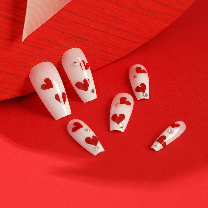 Artful Nail Extensions with Romantic Heart Designs Kalsten