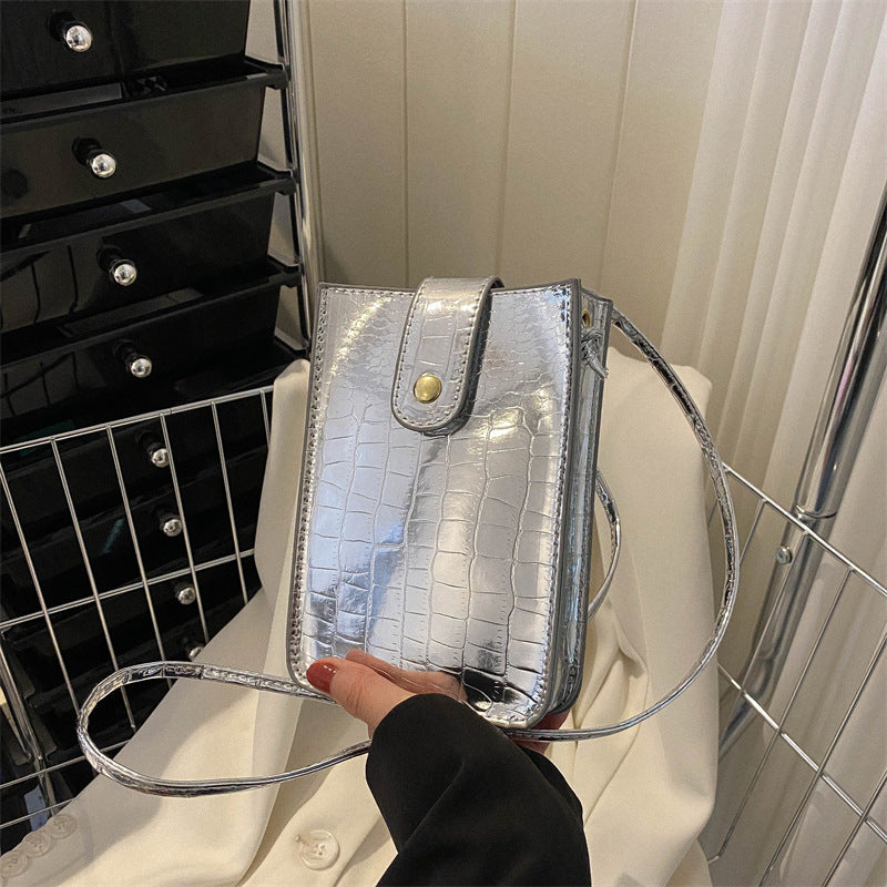 Croc-Embossed Mini Crossbody Purse