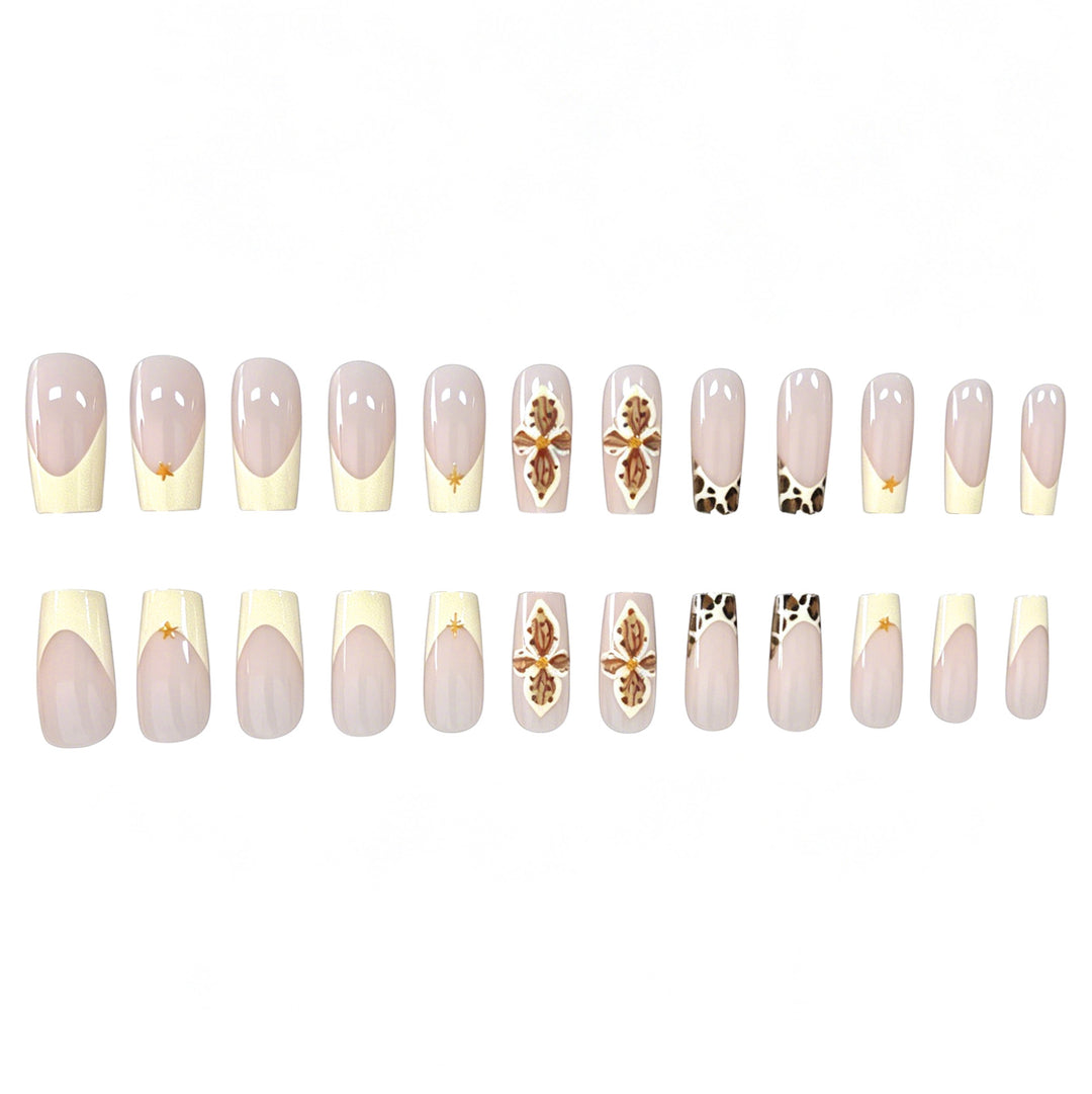 Decorative Acrylic Nail Extensions with Floral and Leopard Design Kalsten