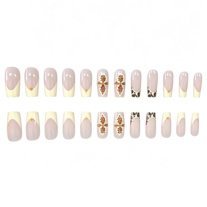 Decorative Acrylic Nail Extensions with Floral and Leopard Design Kalsten