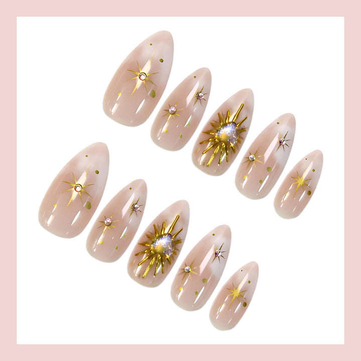 Nail art set with filigree flower and glitter accents Kalsten