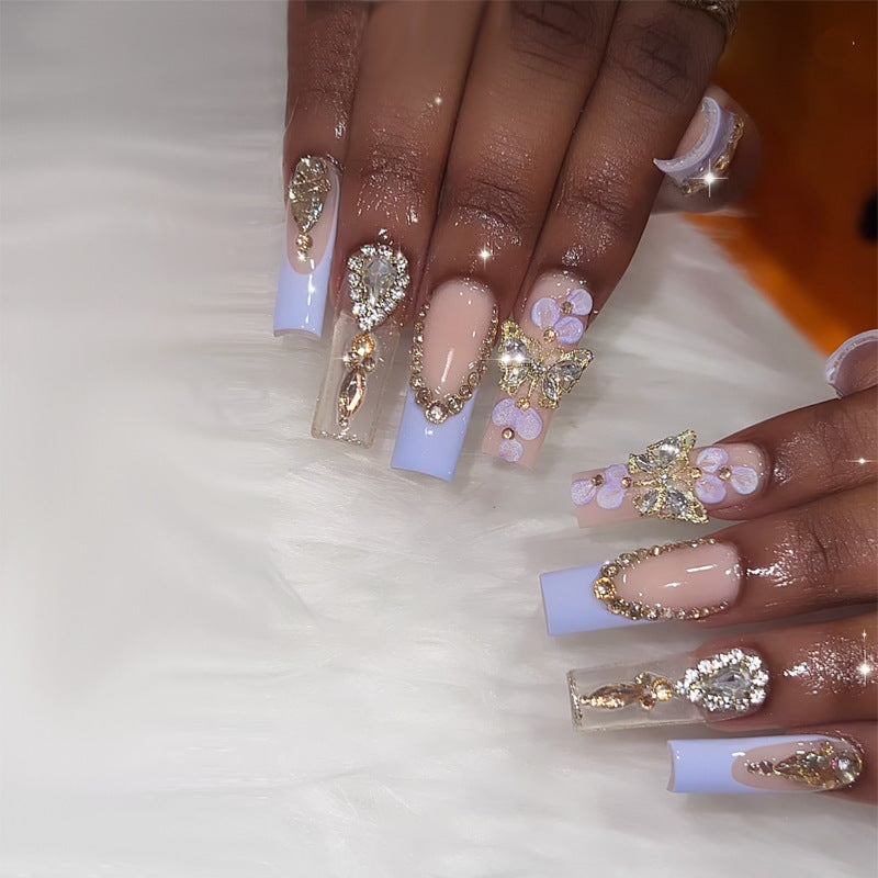 Elegant Stiletto Press-On Nail Art with Rhinestone Accents Kalsten