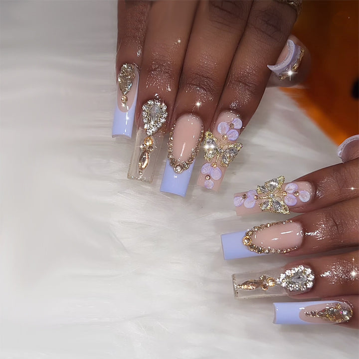 Elegant Stiletto Press-On Nail Art with Rhinestone Accents Kalsten