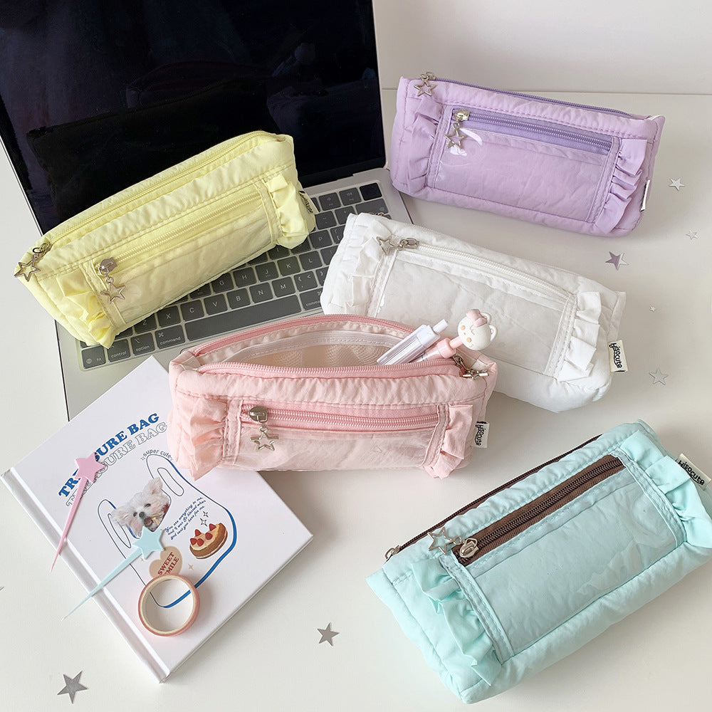 Star-Embellished Cosmetic Pencil Case