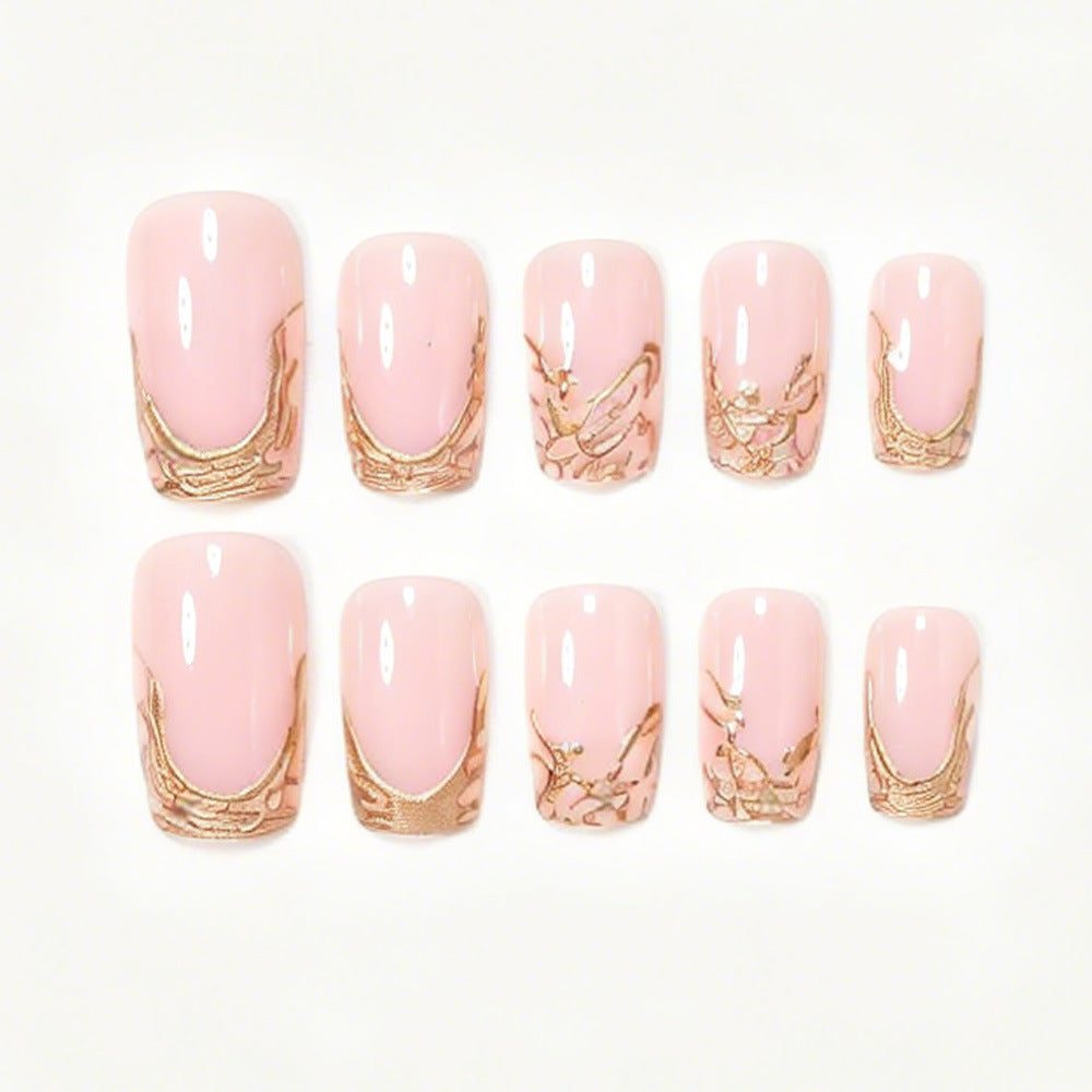 Elegant Gold Foil Acrylic Nail Art Set Kalsten