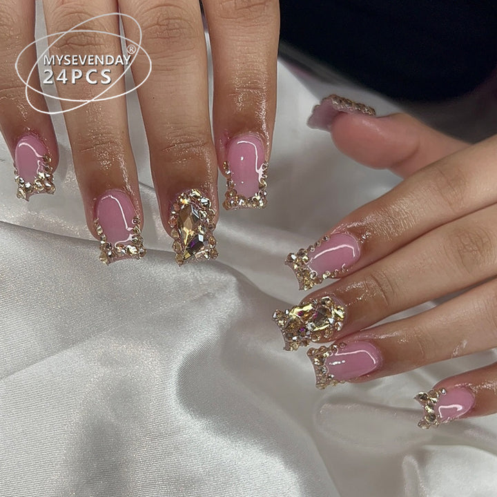 Glamorous Rhinestone-Embellished Press-On Nails Kalsten