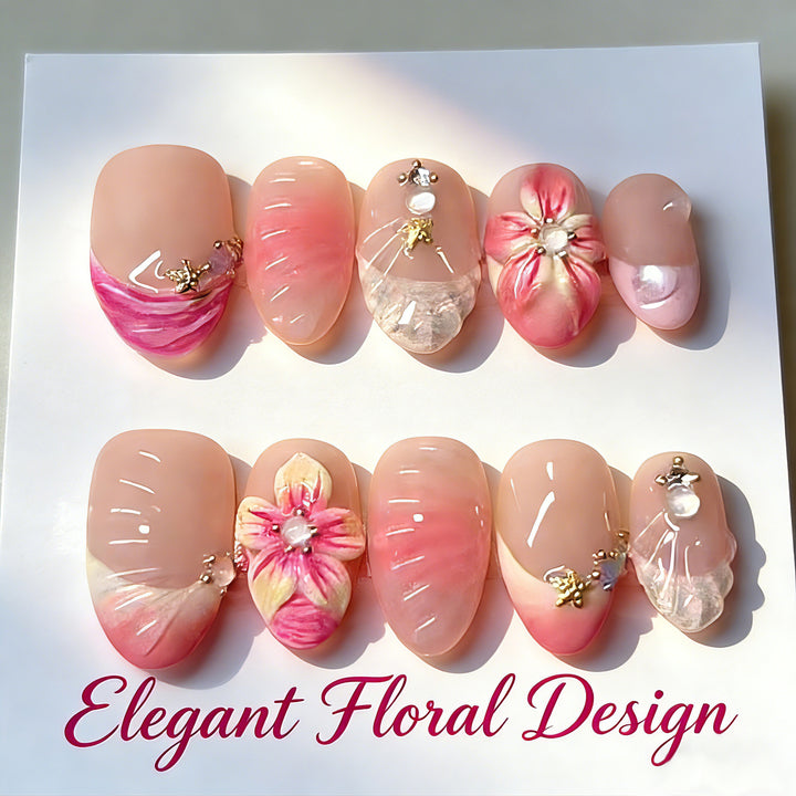 Floral Decorative Press-On Nail Art Set Kalsten