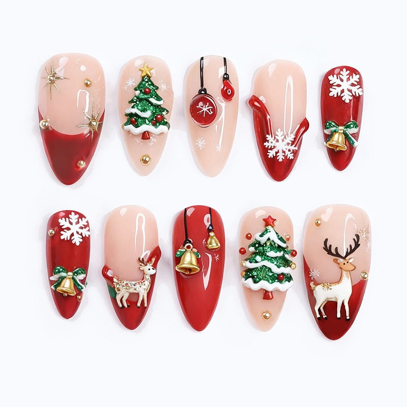 Artificial nail set with festive designs and glitter elements Kalsten