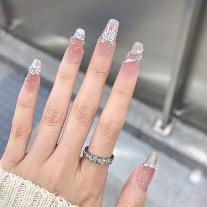 Elegant Crystal-Embellished Press-On Nail Art Kalsten