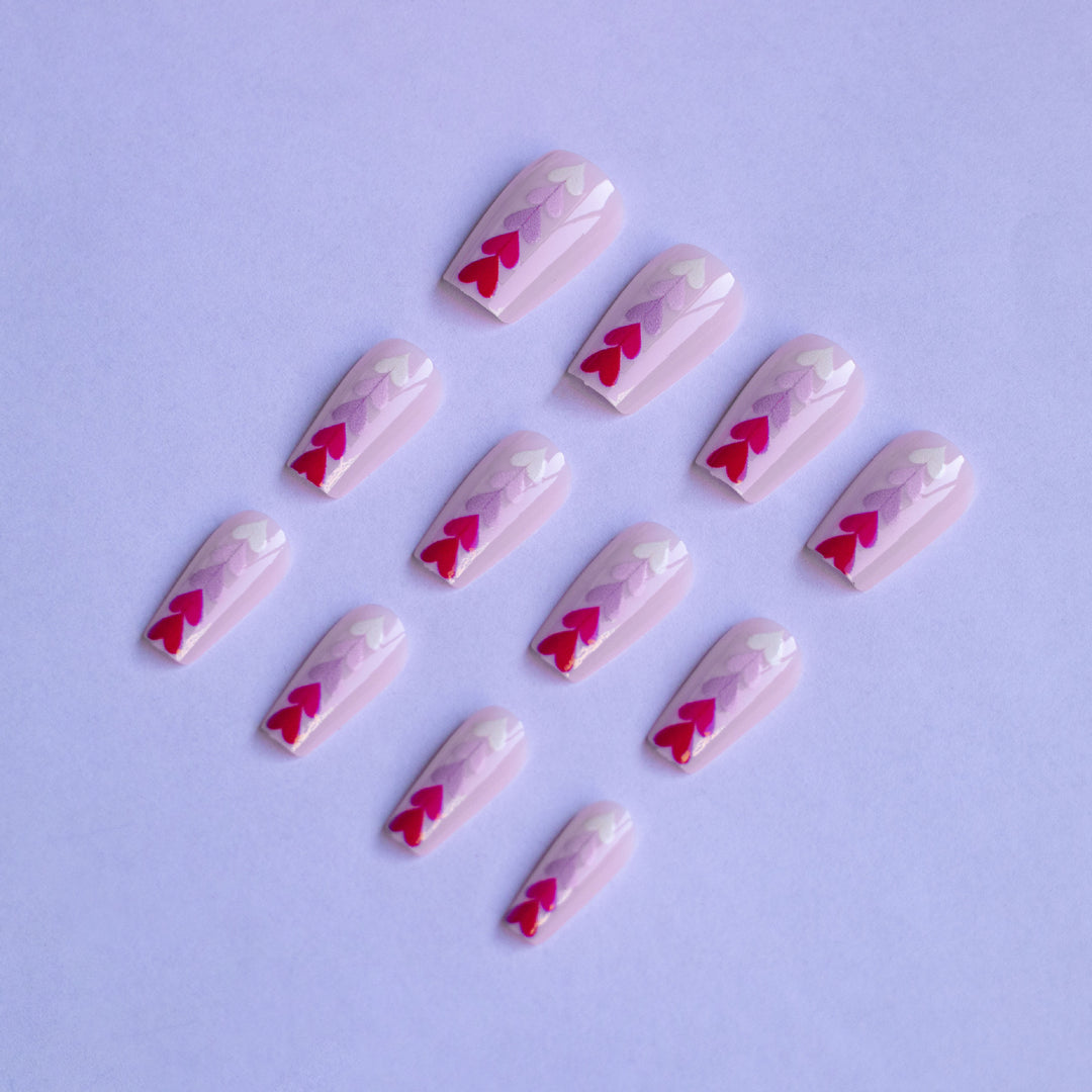 Heart-Design Press-On Nail Set Kalsten