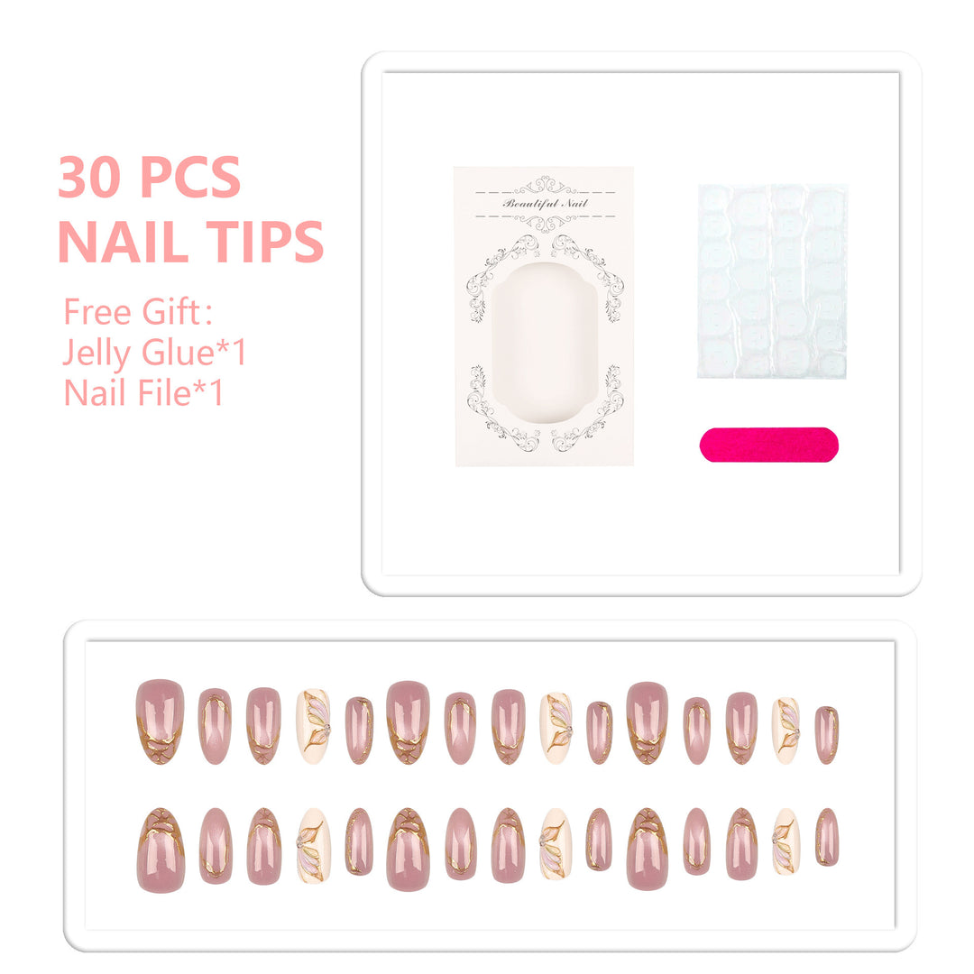 Floral-Inspired Press-On Nail Tips Set