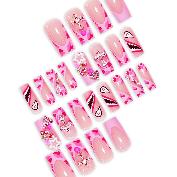 Artistic Decorative Press-On Nails with 3D Embellishments Kalsten