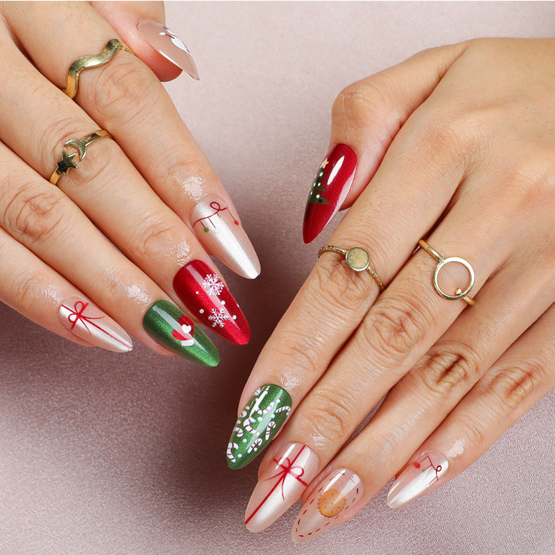 Festive Christmas-Themed Press-On Nail Art Set