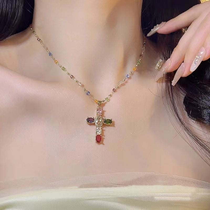Creative Beaded Cross Necklace Kalsten