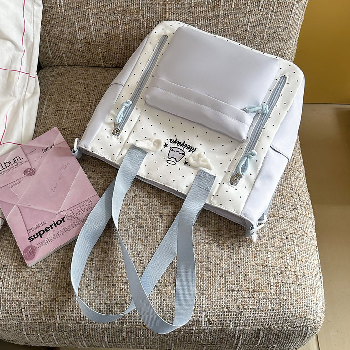 Stylish Dot-Printed Backpack with Decorative Accents Kalsten