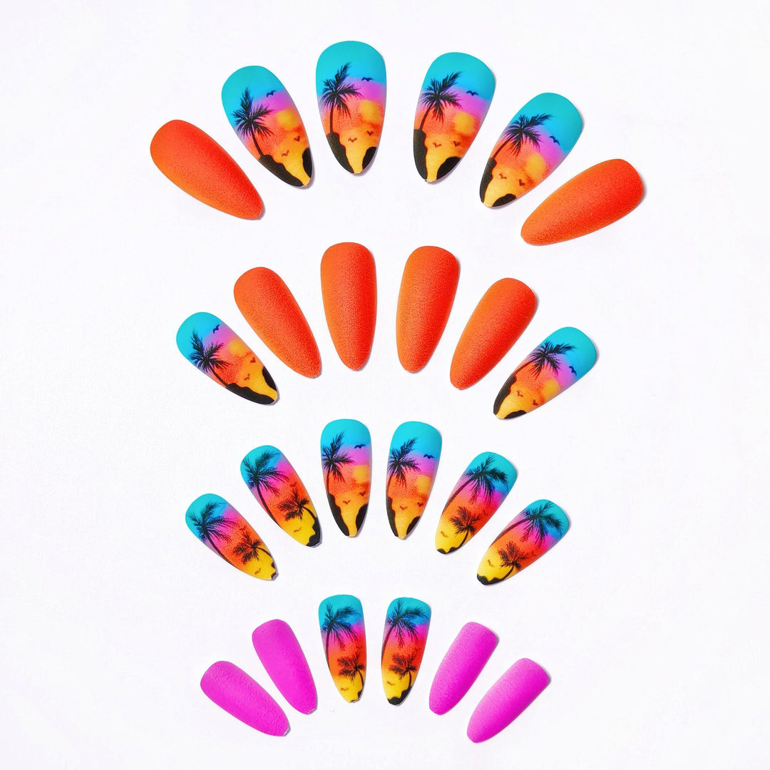 Tropical Sunset Beach-Inspired Nail Art Kalsten