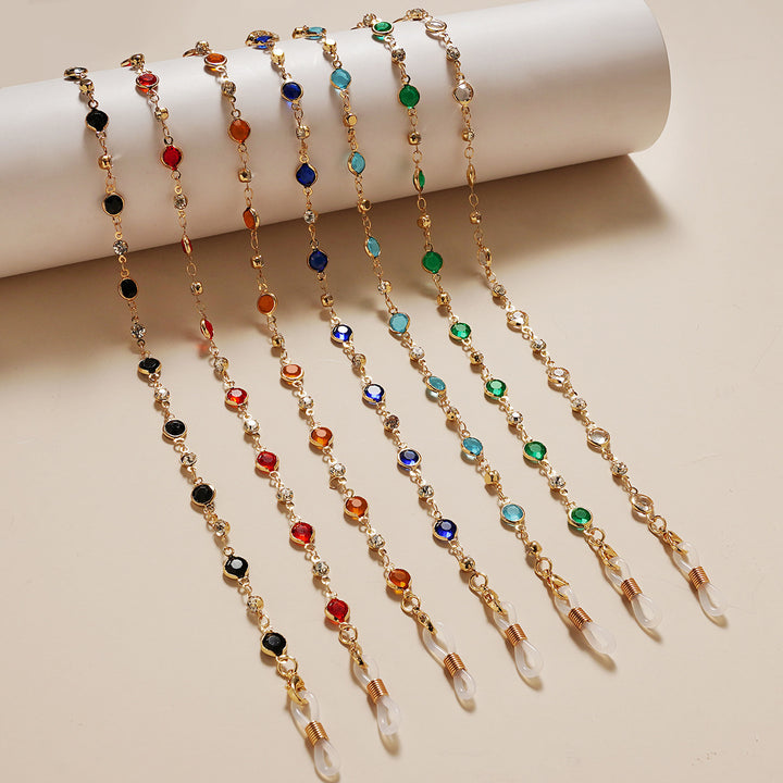 Elegant Rhinestone and Gemstone Eyewear Chain kalsten
