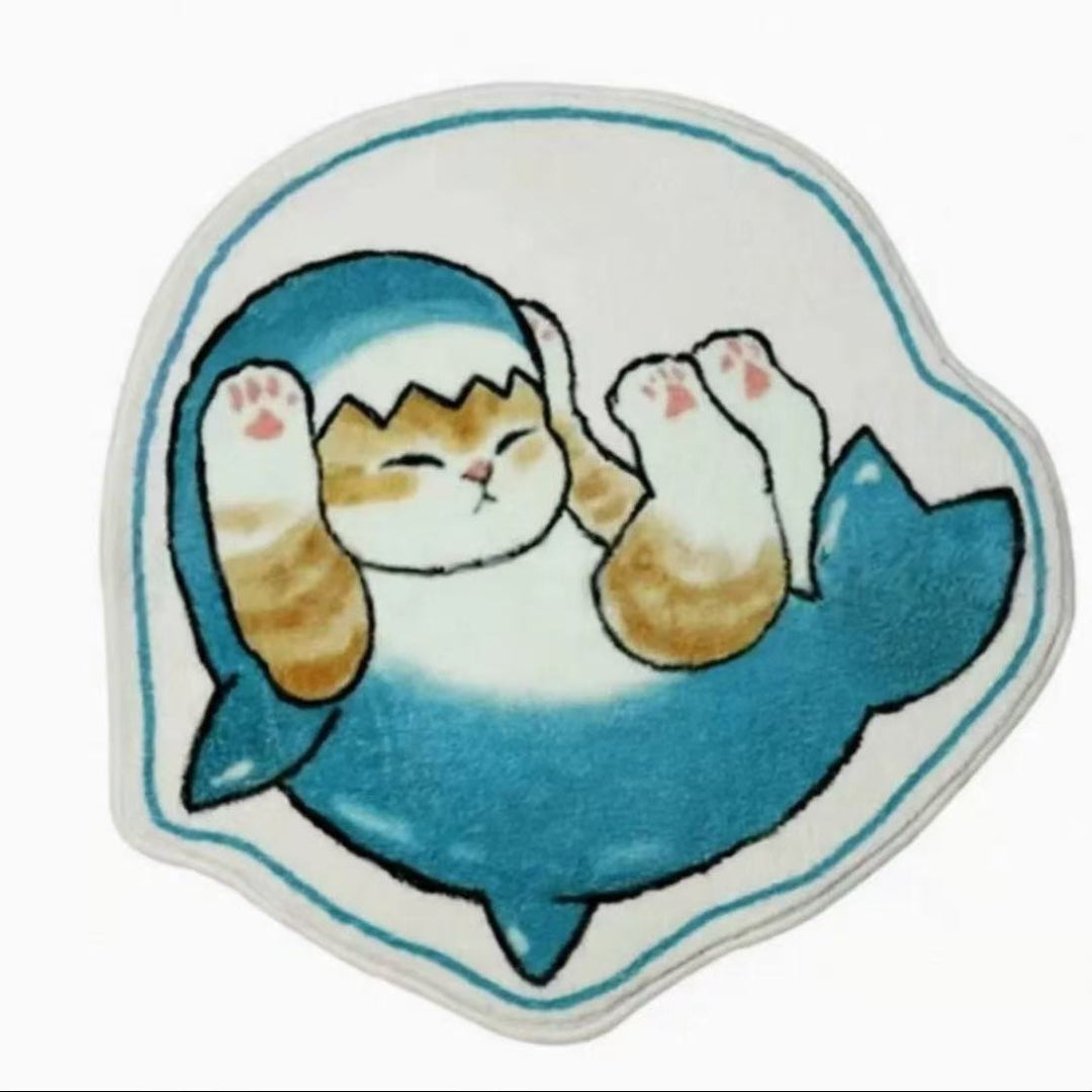 Cartoon Cat-Themed Round Area Rug
