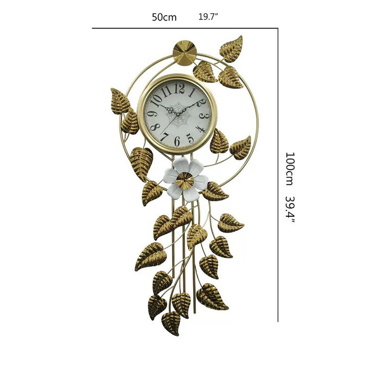 Decorative Wall Clock with Floral Accents Kalsten