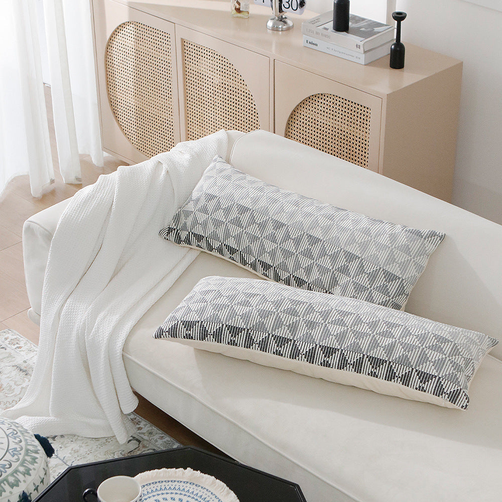 Long woven cushion cover in Boho stripe look with cotton texture Kalsten