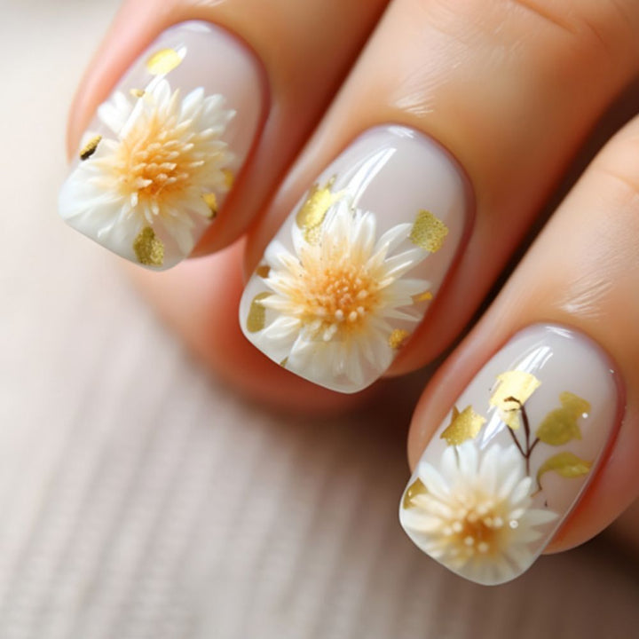 Floral Themed Acrylic Nail Art Kalsten