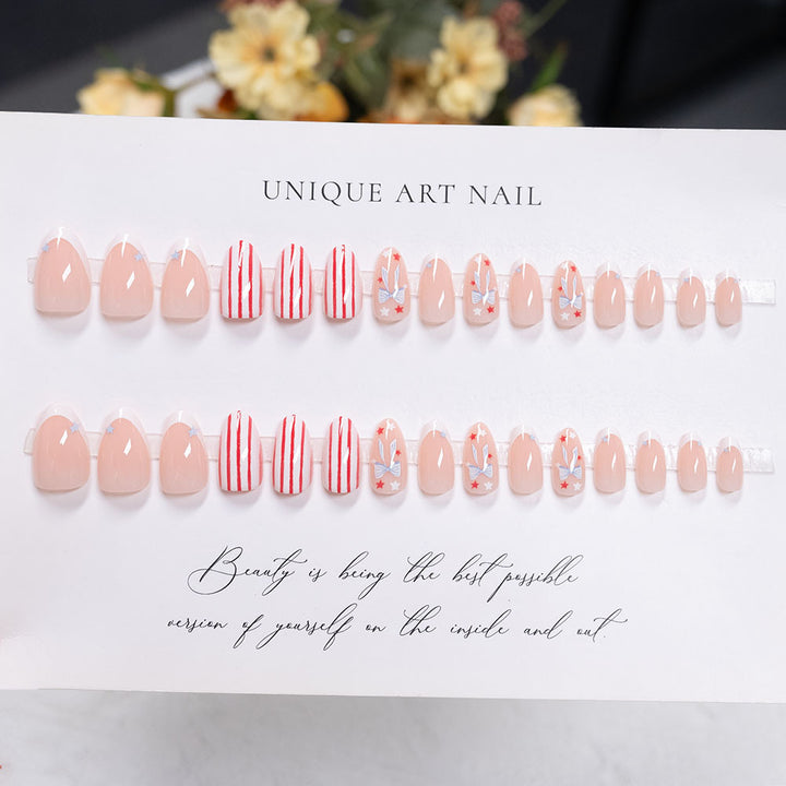 Decorative Press-On Nail Art Set with Geometric Patterns