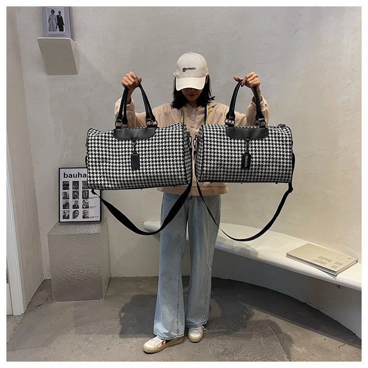 Stylish Houndstooth Weekender Duffle Bag Kalsten
