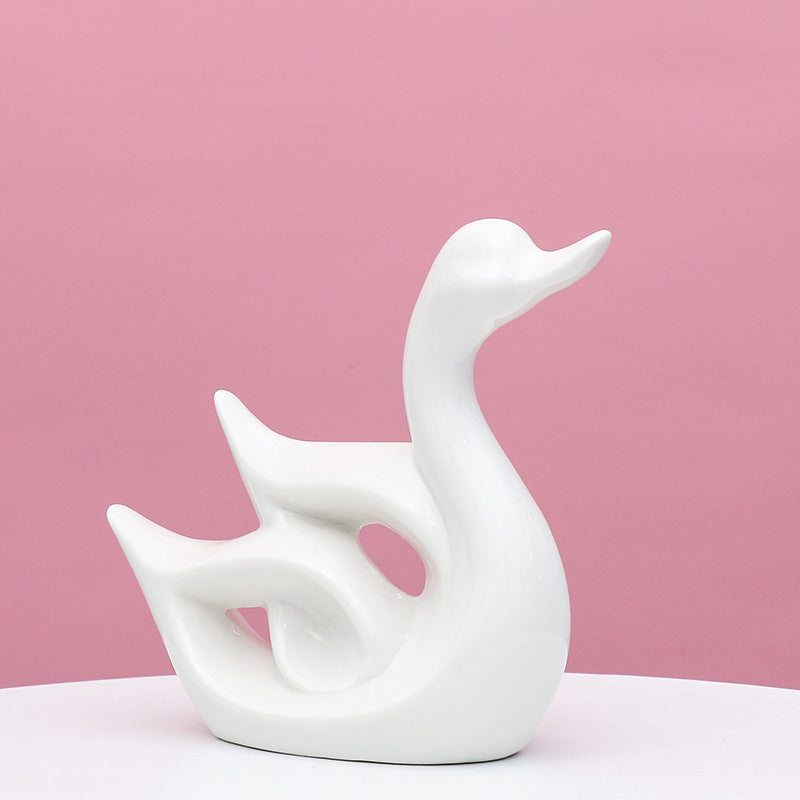 Artistic Swan-Shaped Ceramic Decor Kalsten