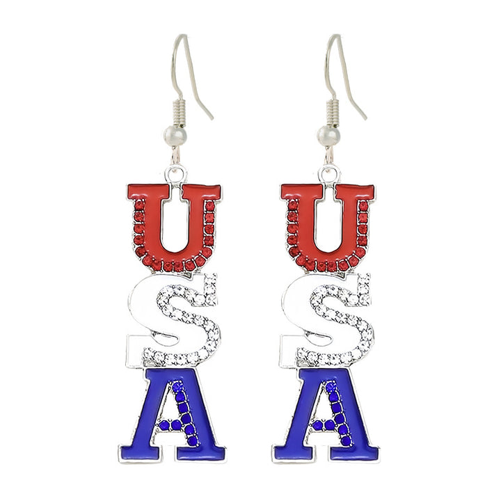 Ladies enamel earrings horseshoe with star stripe motif Kalsten