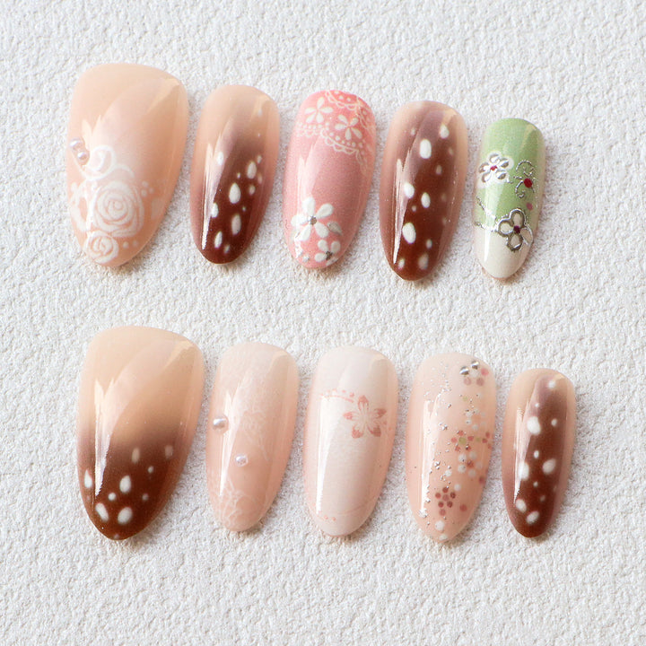Floral Embellished Press-On Nail Set  1791724359