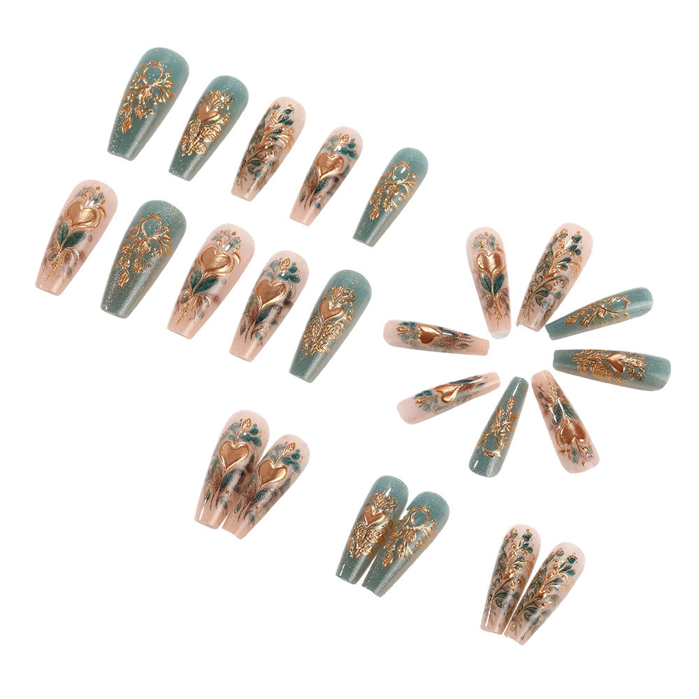 Artificial nails with floral design elements Kalsten