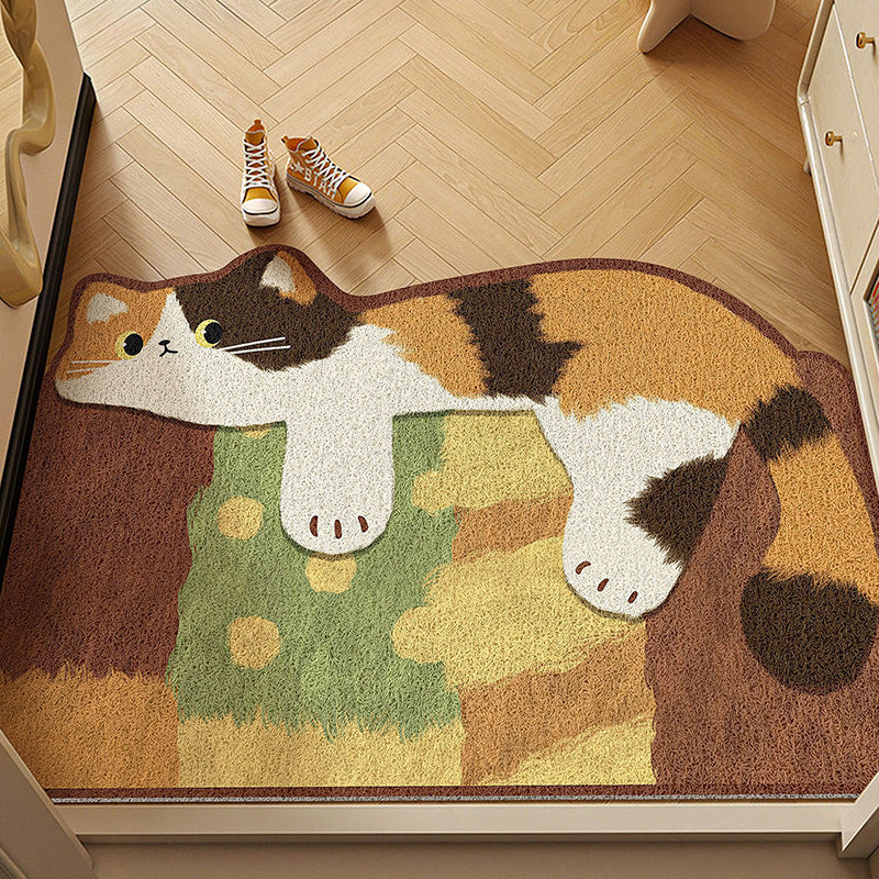 Playful Cat-Shaped Welcome Mat
